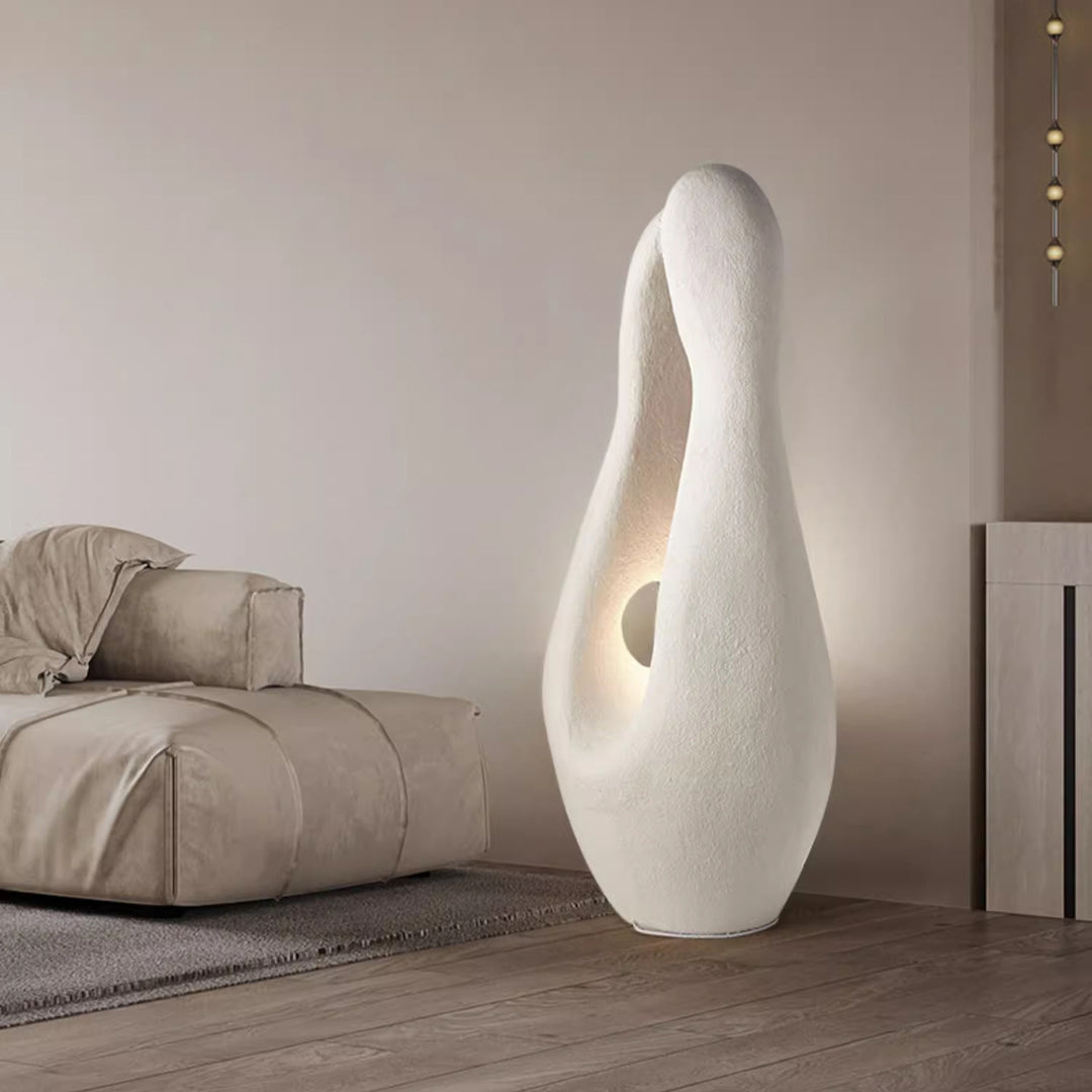 Lámpara de pie de 1 luz con estatua irregular de poliestireno creativo contemporáneo para sala de estar 