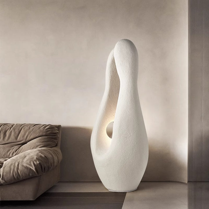 Lámpara de pie de 1 luz con estatua irregular de poliestireno creativo contemporáneo para sala de estar 