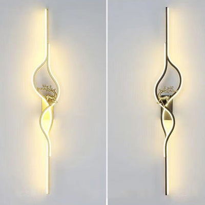 Zeitgenössische nordische Aluminium-Zink-Legierung Eisen-Silica-Streifen Hirschgitter LED-Wandleuchte für das Wohnzimmer 