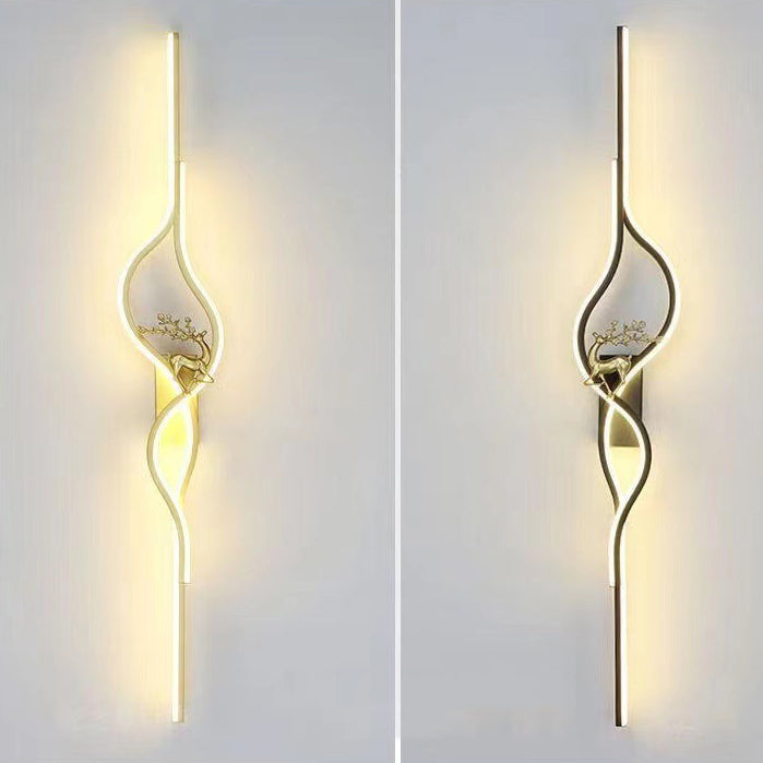Zeitgenössische nordische Aluminium-Zink-Legierung Eisen-Silica-Streifen Hirschgitter LED-Wandleuchte für das Wohnzimmer 