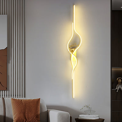 Zeitgenössische nordische Aluminium-Zink-Legierung Eisen-Silica-Streifen Hirschgitter LED-Wandleuchte für das Wohnzimmer 