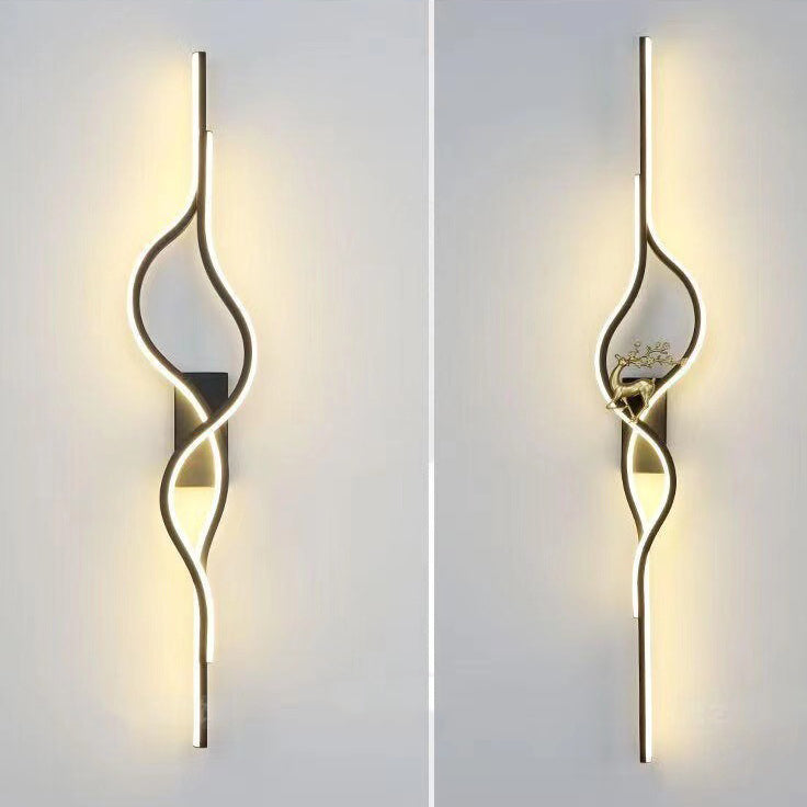 Zeitgenössische nordische Aluminium-Zink-Legierung Eisen-Silica-Streifen Hirschgitter LED-Wandleuchte für das Wohnzimmer 