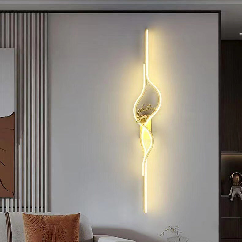 Zeitgenössische nordische Aluminium-Zink-Legierung Eisen-Silica-Streifen Hirschgitter LED-Wandleuchte für das Wohnzimmer 
