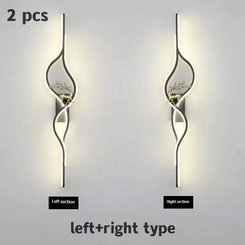 Zeitgenössische nordische Aluminium-Zink-Legierung Eisen-Silica-Streifen Hirschgitter LED-Wandleuchte für das Wohnzimmer 