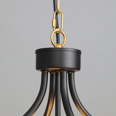 Lustre à 4 lumières en forme de cage en fer industriel contemporain pour salle à manger 