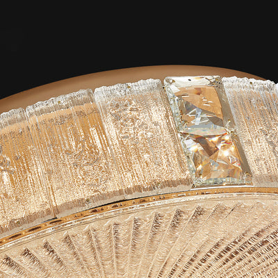 Modern Luxury Hardware Crystal Round Striped LED Flush Mount Ceiling Light For Bedroom