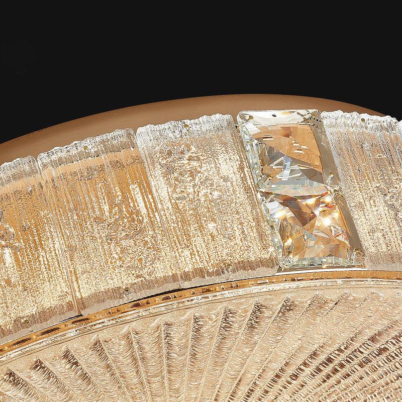 Modern Luxury Hardware Crystal Round Striped LED Flush Mount Ceiling Light For Bedroom