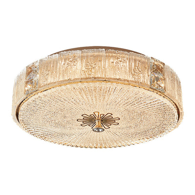 Modern Luxury Hardware Crystal Round Striped LED Flush Mount Ceiling Light For Bedroom