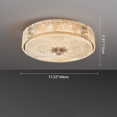 Modern Luxury Hardware Crystal Round Striped LED Flush Mount Ceiling Light For Bedroom
