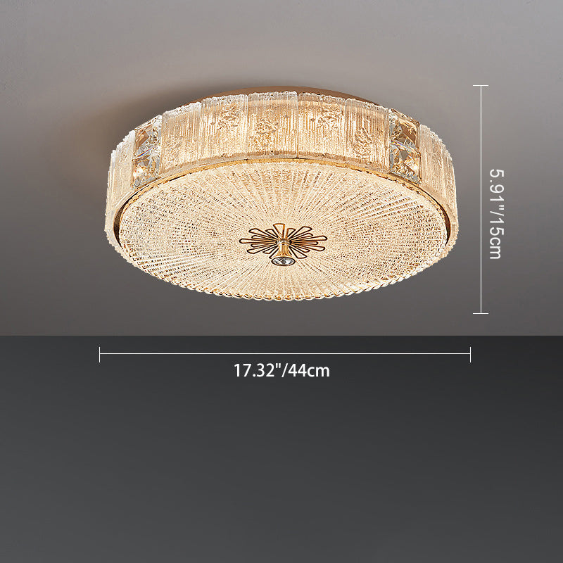 Modern Luxury Hardware Crystal Round Striped LED Flush Mount Ceiling Light For Bedroom