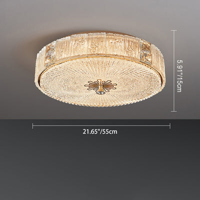 Modern Luxury Hardware Crystal Round Striped LED Flush Mount Ceiling Light For Bedroom