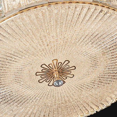Modern Luxury Hardware Crystal Round Striped LED Flush Mount Ceiling Light For Bedroom