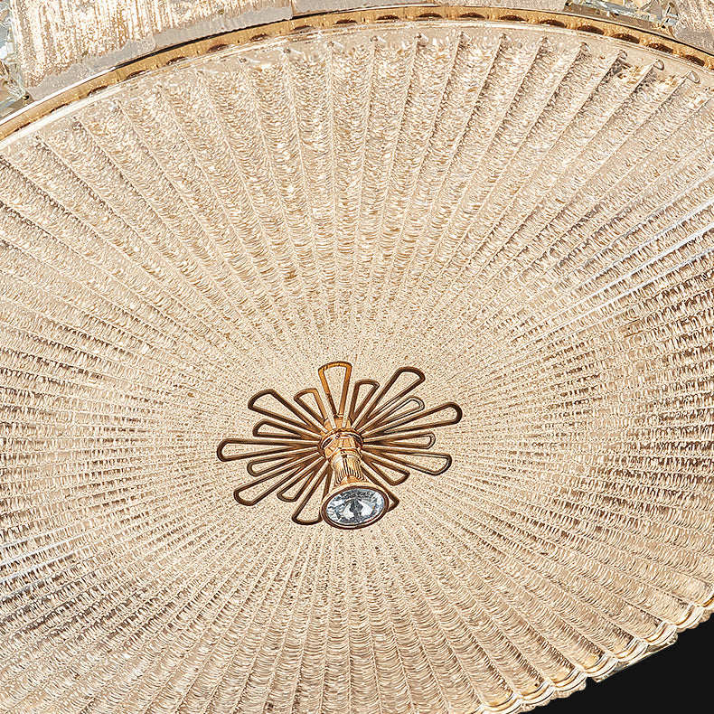 Modern Luxury Hardware Crystal Round Striped LED Flush Mount Ceiling Light For Bedroom