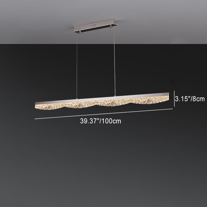 Moderne Luxus Acryl Edelstahl Streifen Welle Eis Textur LED Kronleuchter Insel Licht für Esszimmer 