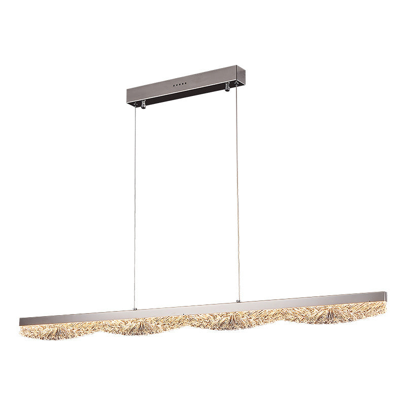 Moderne Luxus Acryl Edelstahl Streifen Welle Eis Textur LED Kronleuchter Insel Licht für Esszimmer 