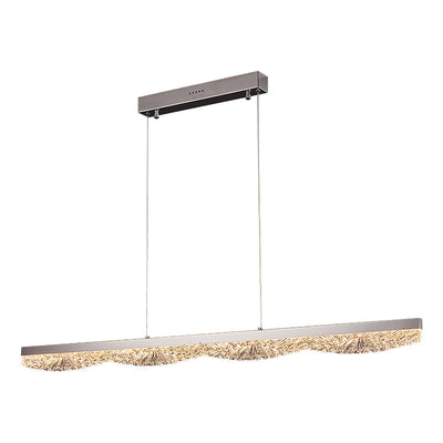 Moderne Luxus Acryl Edelstahl Streifen Welle Eis Textur LED Kronleuchter Insel Licht für Esszimmer 