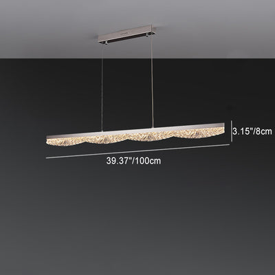 Moderne Luxus Acryl Edelstahl Streifen Welle Eis Textur LED Kronleuchter Insel Licht für Esszimmer 