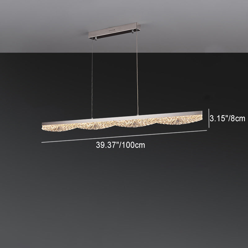 Moderne Luxus Acryl Edelstahl Streifen Welle Eis Textur LED Kronleuchter Insel Licht für Esszimmer 