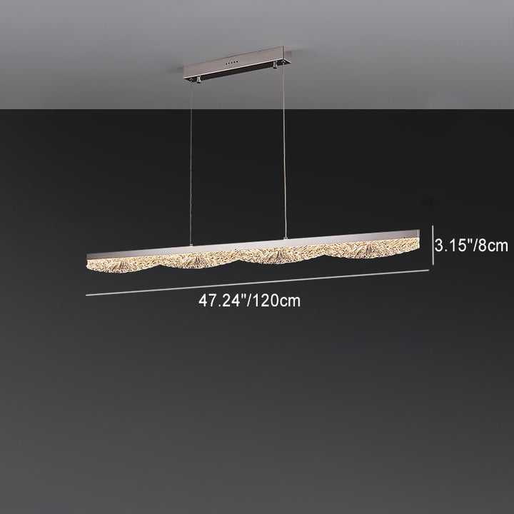 Moderne Luxus Acryl Edelstahl Streifen Welle Eis Textur LED Kronleuchter Insel Licht für Esszimmer 