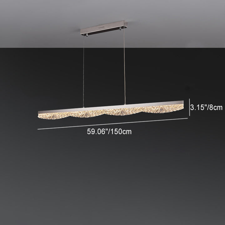 Moderne Luxus Acryl Edelstahl Streifen Welle Eis Textur LED Kronleuchter Insel Licht für Esszimmer 