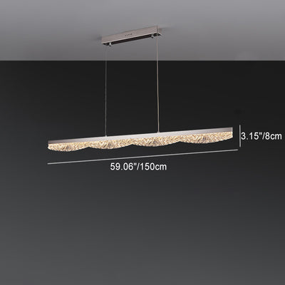 Moderne Luxus Acryl Edelstahl Streifen Welle Eis Textur LED Kronleuchter Insel Licht für Esszimmer 