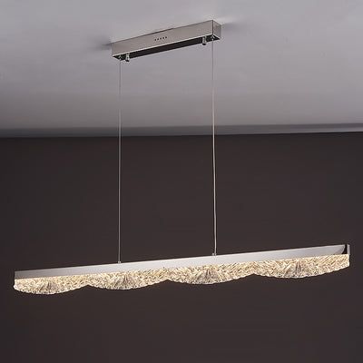 Moderne Luxus Acryl Edelstahl Streifen Welle Eis Textur LED Kronleuchter Insel Licht für Esszimmer 