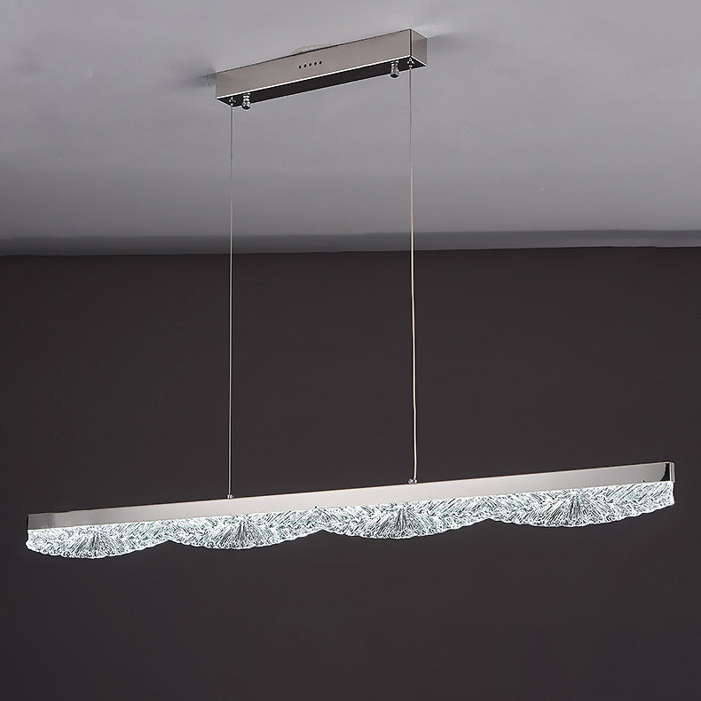 Moderne Luxus Acryl Edelstahl Streifen Welle Eis Textur LED Kronleuchter Insel Licht für Esszimmer 