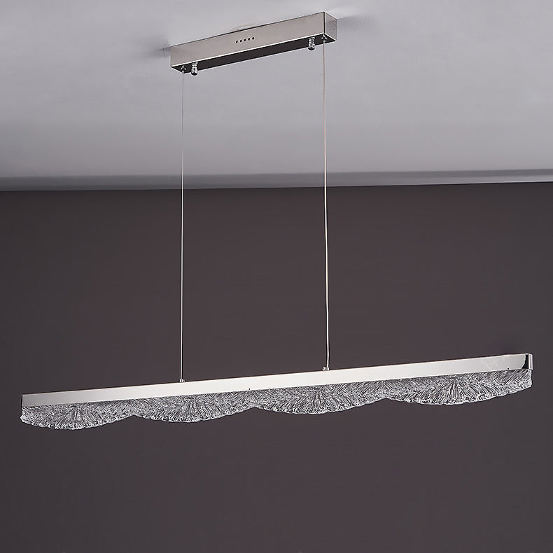 Moderne Luxus Acryl Edelstahl Streifen Welle Eis Textur LED Kronleuchter Insel Licht für Esszimmer 