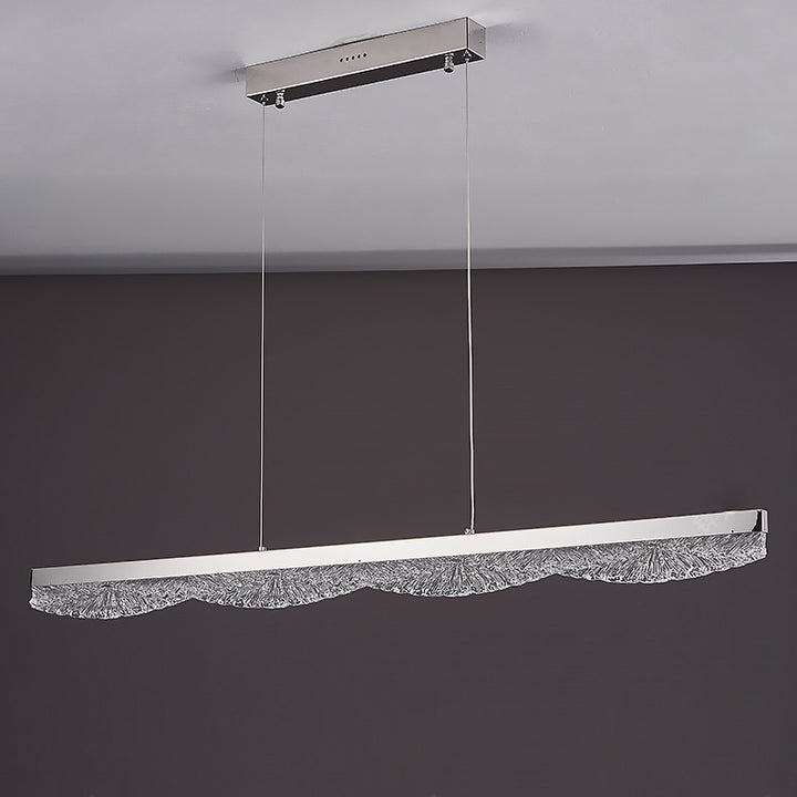 Moderne Luxus Acryl Edelstahl Streifen Welle Eis Textur LED Kronleuchter Insel Licht für Esszimmer 