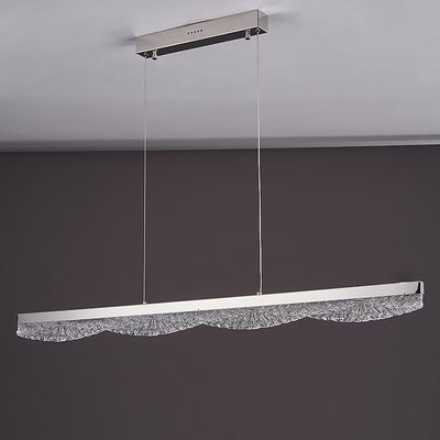 Moderne Luxus Acryl Edelstahl Streifen Welle Eis Textur LED Kronleuchter Insel Licht für Esszimmer 