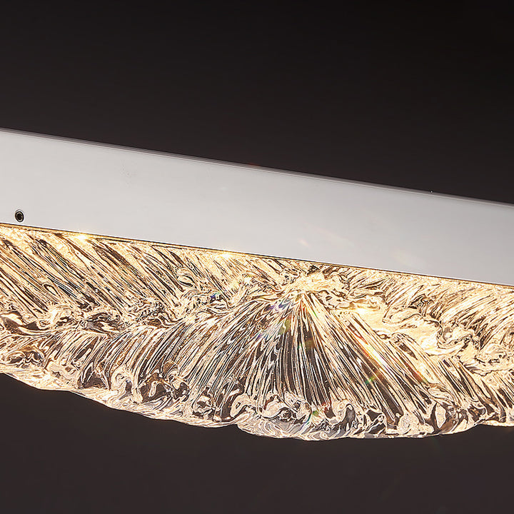 Moderne Luxus Acryl Edelstahl Streifen Welle Eis Textur LED Kronleuchter Insel Licht für Esszimmer 