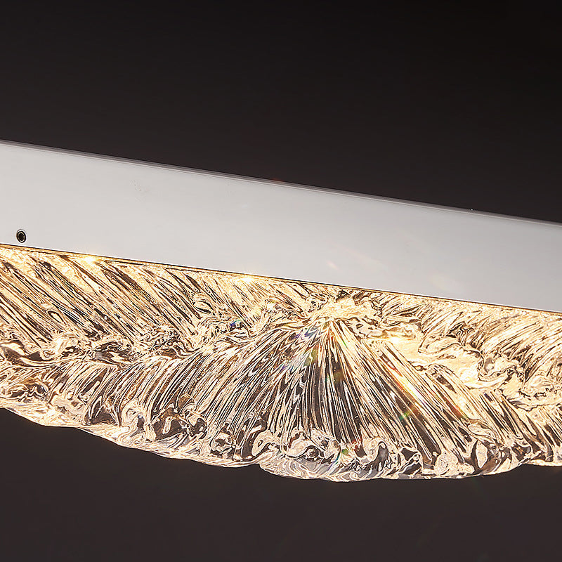 Moderne Luxus Acryl Edelstahl Streifen Welle Eis Textur LED Kronleuchter Insel Licht für Esszimmer 