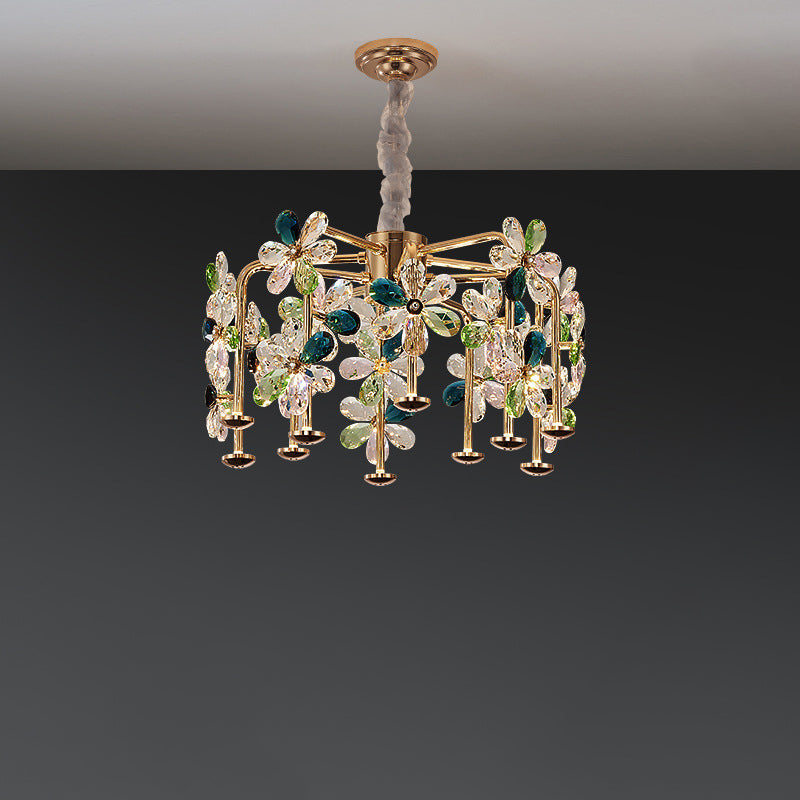 Lustres LED modernes en cristal de luxe avec pétales de fleurs pour salon 