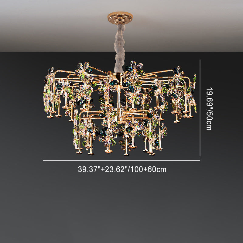 Lustres LED modernes en cristal de luxe avec pétales de fleurs pour salon 