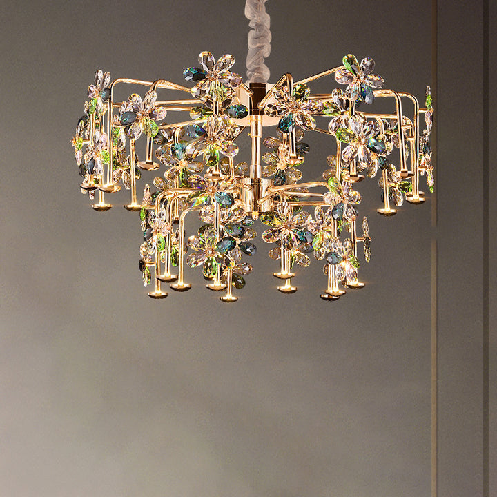 Lustres LED modernes en cristal de luxe avec pétales de fleurs pour salon 