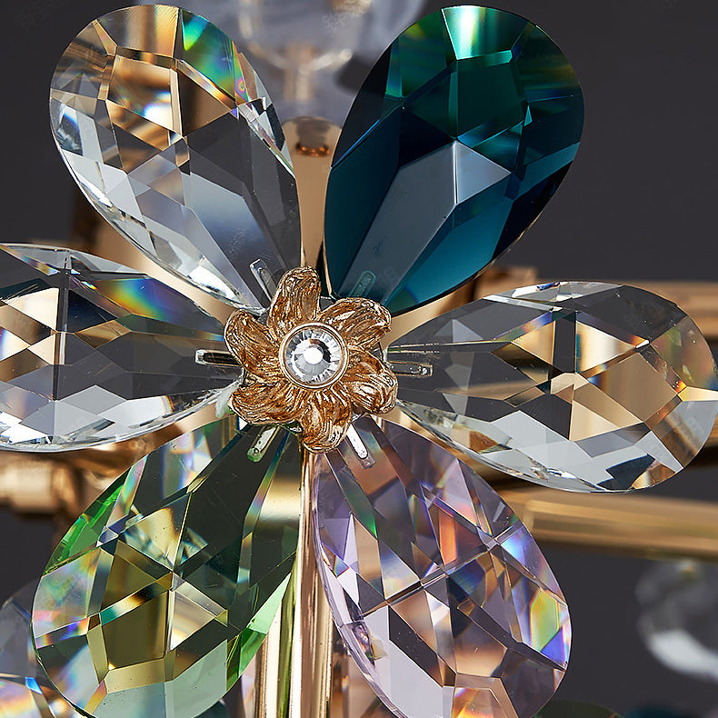 Lustres LED modernes en cristal de luxe avec pétales de fleurs pour salon 