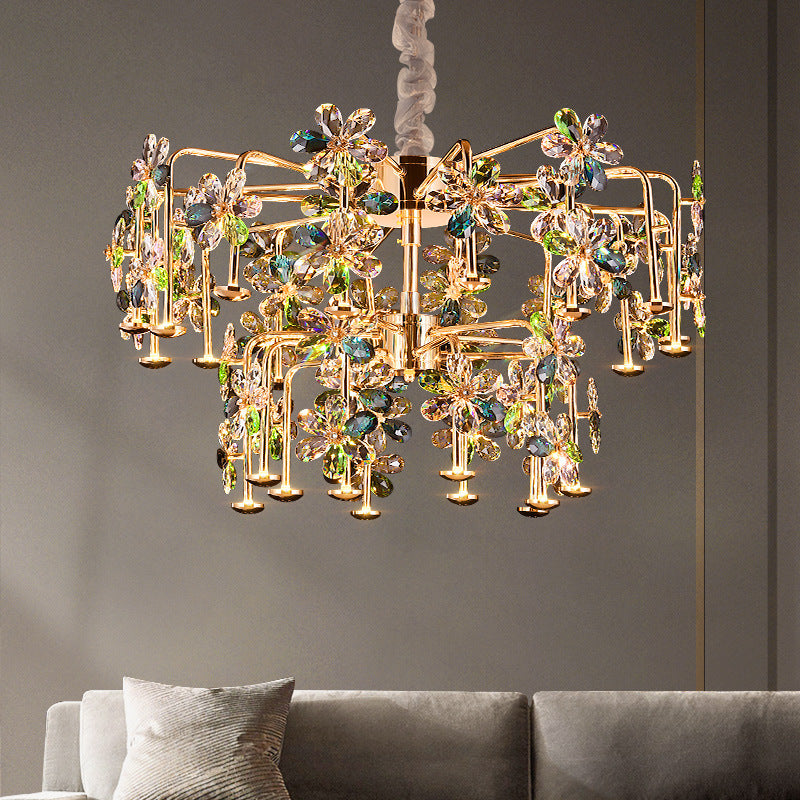 Lustres LED modernes en cristal de luxe avec pétales de fleurs pour salon 