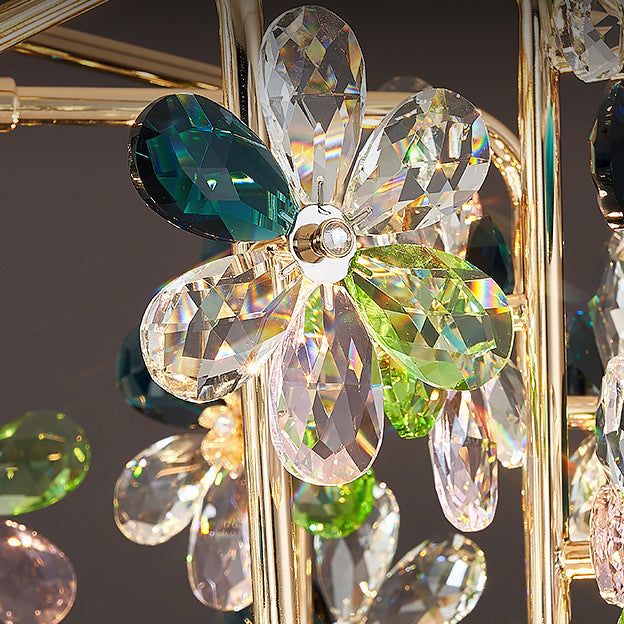 Lustres LED modernes en cristal de luxe avec pétales de fleurs pour salon 