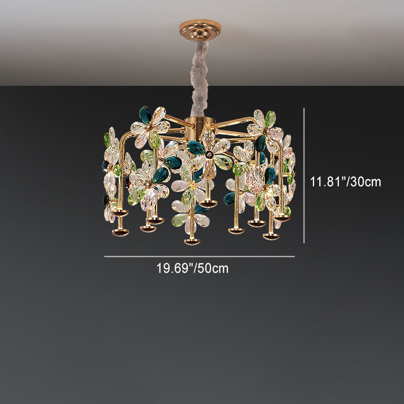 Lustres LED modernes en cristal de luxe avec pétales de fleurs pour salon 