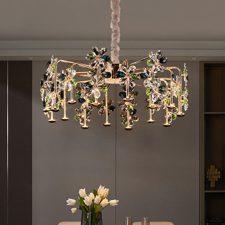 Lustres LED modernes en cristal de luxe avec pétales de fleurs pour salon 