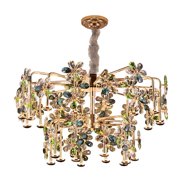 Lustres LED modernes en cristal de luxe avec pétales de fleurs pour salon 