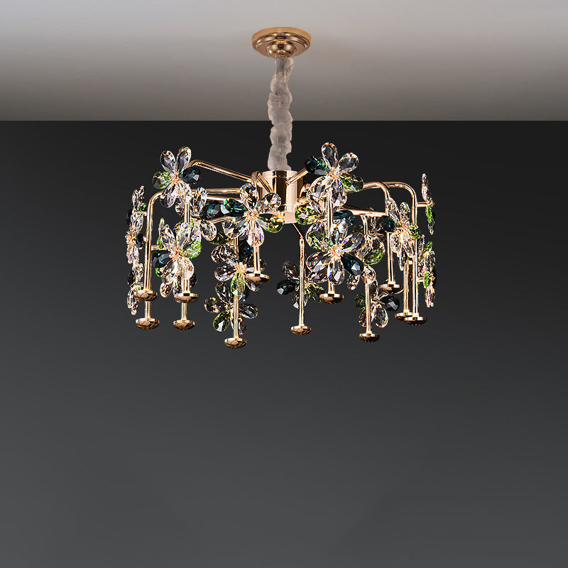 Lustres LED modernes en cristal de luxe avec pétales de fleurs pour salon 