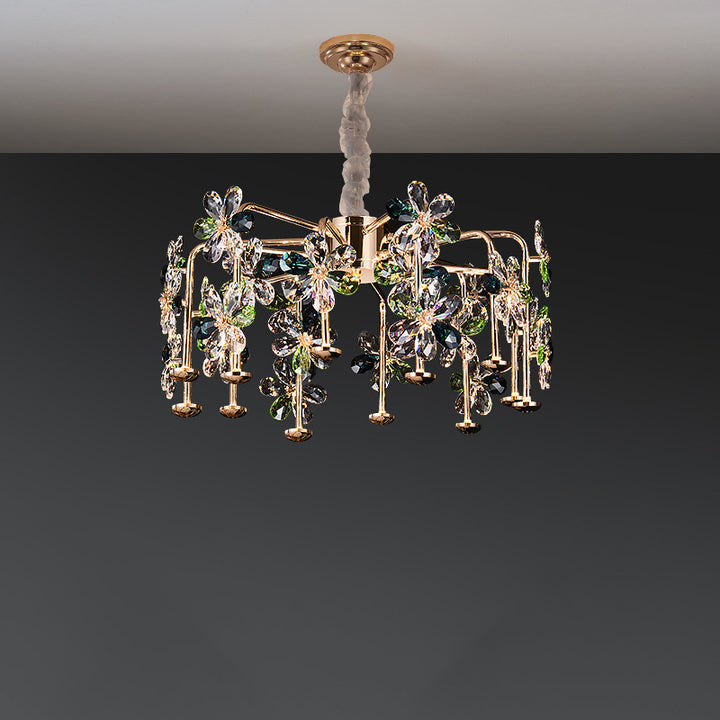 Lustres LED modernes en cristal de luxe avec pétales de fleurs pour salon 