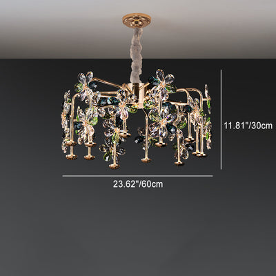 Moderne Luxus Kristall-Hardware Blütenblatt LED-Kronleuchter für das Wohnzimmer 