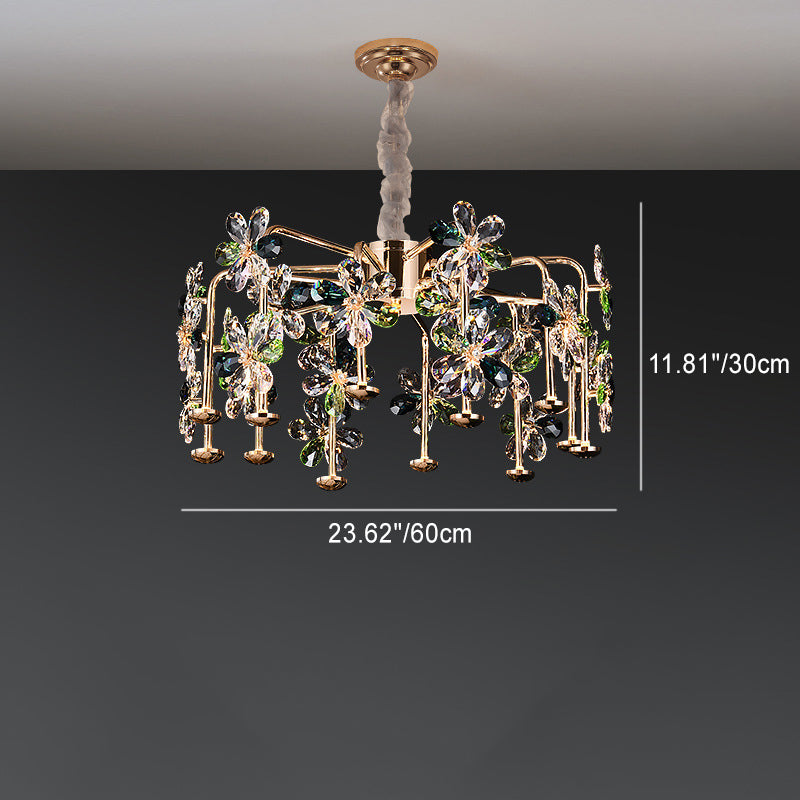 Moderne Luxus Kristall-Hardware Blütenblatt LED-Kronleuchter für das Wohnzimmer 