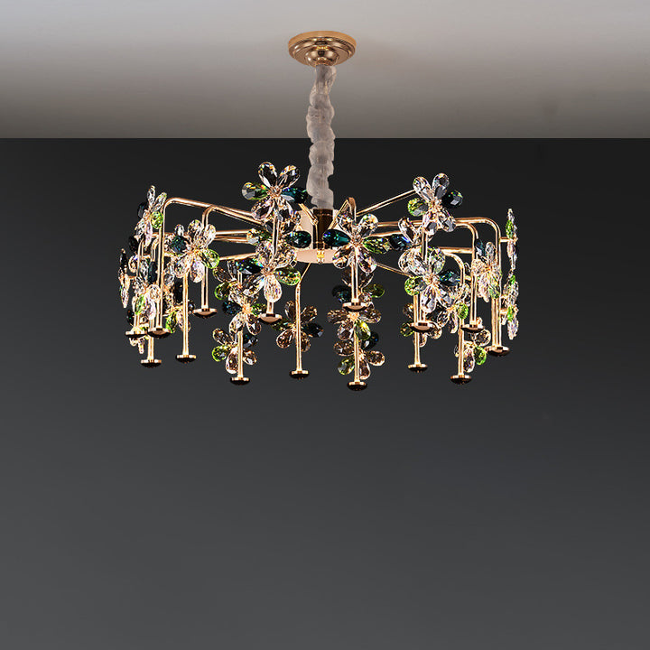 Lustres LED modernes en cristal de luxe avec pétales de fleurs pour salon 