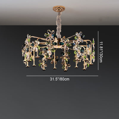 Moderne Luxus Kristall-Hardware Blütenblatt LED-Kronleuchter für das Wohnzimmer 