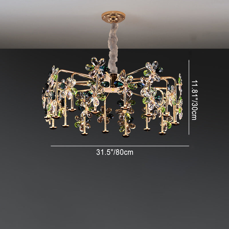 Moderne Luxus Kristall-Hardware Blütenblatt LED-Kronleuchter für das Wohnzimmer 