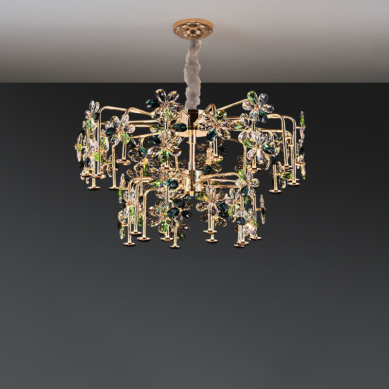Lustres LED modernes en cristal de luxe avec pétales de fleurs pour salon 
