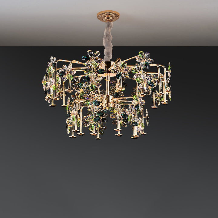 Lustres LED modernes en cristal de luxe avec pétales de fleurs pour salon 